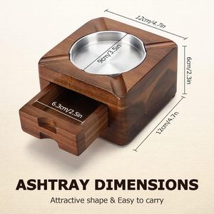 Estuche de Cigarros de Madera Moderno y Personalizable de la Marca HY, con Cajón e Inserto Metálico para Accesorios de Fumar, Uso Doméstico - Product Image 3