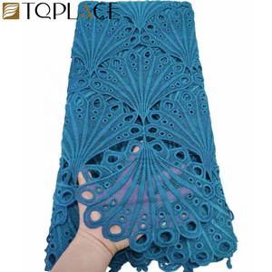 Tela de Encaje Bordado de Color Azul, Encaje Africano Guipur, Tela de Encaje Nigeriana para Vestidos de Mujer - Product Image 6