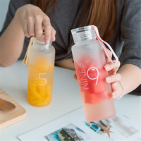 Bouteille d'eau en verre givré, ml, de haute qualité, avec couvercle, poignée en Silicone colorée, Portable, pour enfants, à l'extérieur, à la mode