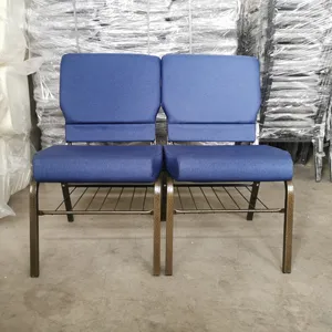 New Design Metal Legs Theater OEM Colors Contemporary Fabric Church Chairs for Sale