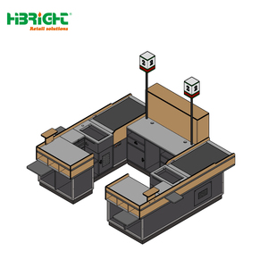 เคาน์เตอร์ POS ซูเปอร์มาร์เก็ตประสิทธิภาพสูง ระบบทางเดินชำระเงินแบบโมดูลาร์ ดีไซน์ทันสมัยสำหรับตกแต่งภายในร้านค้าปลีกยุคใหม่ - Product Image 2