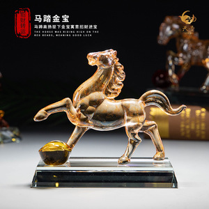 Ornement de cheval en cristal Tian Hu, couleur champagne, décoration Feng Shui pour bureau et salon - Product Image 4