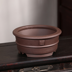 Pot à bonsaï en argile violette Zisha, style chinois classique, grand bol zen pour plantes - Product Image 1