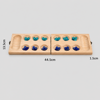 Jeu de Mancala en bois personnalisé de luxe avec logo, pierres naturelles, plateau pliable, jeu de logique pour enfants, cadeau familial
