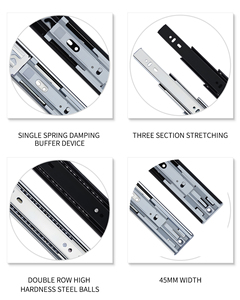Glissières de tiroir à fermeture amortie hydraulique à 3 plis en gros <span class=keywords><strong>pour</strong></span> quincaillerie de meubles, rails de guidage de tiroir - Product Image 2