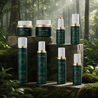 Ensemble de soins de la peau en verre vert émeraude de luxe avec logo personnalisé, flacon pompe pour lotion 30ml-150ml, flacons cosmétiques imprimés à l'écran