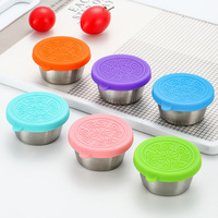 Gobelet à sauce en acier inoxydable 304 avec couvercle en silicone, récipient à condiments portable, bol à trempette anti-fuite pour barbecue, camping, extérieur