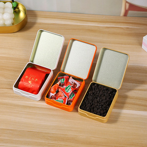 Portable Metal Tea Canister 2355C Flip Lid Brushed Finish Travel <b>Storage</b> <b>Box</b> For Rock Tea <b>Small</b> Size - Product Image 2