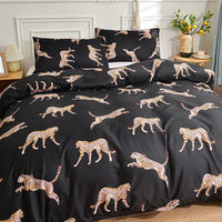 Ensemble de couette moderne 200TC écologique 100% polyester personnalisable 4 pièces avec motif imprimé sans garnissage pour la maison et l'hôtellerie