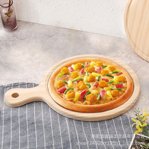 Plateau à pizza en bois rond avec poignée, ustensile de cuisson en pin, plateau de service pour steak, couleur unie, lot de 5 tailles - Product Image 3