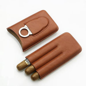 Étui à cigares de luxe personnalisé en cuir croco à <span class=keywords><strong>3</strong></span> doigts avec coupe-cigare à lacets porte-cave à <span class=keywords><strong>3</strong></span> tubes - Product Image 3