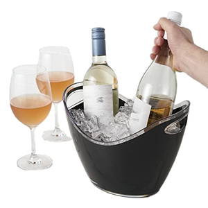 8L Custom logo Party Sales Wholesale Wine Black Acryl Acrylic <b>Plastic</b> Ice Buckets Beverage Tubs for bar champagne - Product Image 3