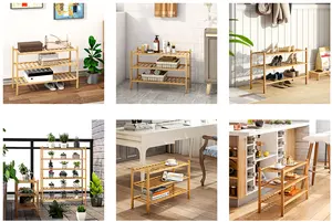 Custom Design Modern 3-Tier Wooden Bamboo Entryway Shoe Shelf Storage Organizer Shoe Rack