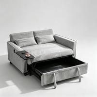 Canapé-lit convertible en velours côtelé avec rangement et table d'appoint, tissu personnalisé, pour salon, mobilier de maison - Vente chaude