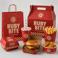Boîte en papier jetable personnalisée avec logo OEM pour repas (hamburger, poulet frit, frites) – Emballage à emporter pour restaurants et chaînes de cafés