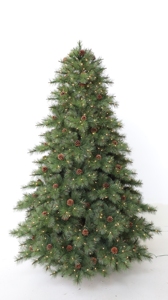 Sapin de Noël Artificiel à Charnières Facile à Monter avec Lumières LED Préinstallées et Jolies Pommes de Pin pour la Décoration Intérieure - Product Image 2