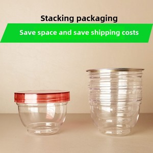 Venta al por mayor diseño moderno cristal transparente tazón de yogur tarro de plástico embalaje para fiesta pastel bebida taza salsa juguete limo - Product Image 2