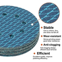 Papier abrasif floqué bleu diamant 8 trous de 5 pouces, disque rond anti-colmatage de 9 pouces pour le polissage du bois, des meubles et du métal