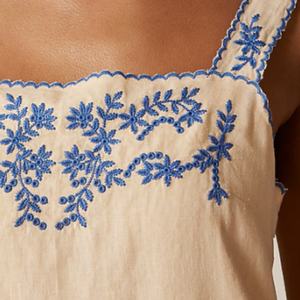 Vestido Casual de Lino y Algodón para Mujer, de Alta Calidad OEM, Transpirable, Ecológico, con Diseño de Bordado Floral Natural, Método de Tejido - Product Image 4