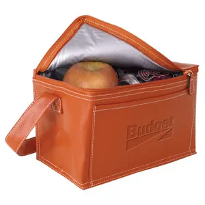 Litchi Fabric 6-pack Cooler with Accent Top Stitching