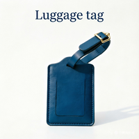 Étiquette de bagage en cuir PU personnalisée avec logo brodé, sangle réglable, étiquette d'identification pour valise, cadeau promotionnel de voyage