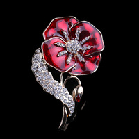 Bros Pin Bunga Poppy Enamel WOWEI, Lencana Kerah, Perhiasan Poppy Merah dengan Efek Tetesan Minyak, Grosir Bros Pin Bunga Merah