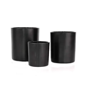 Bocaux de luxe vides en verre noir mat, 4oz, 12 oz, 18oz, récipients avec couvercles pour la fabrication de bougies