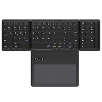 Keyboard Lipat Nirkabel BT B055 dengan Touchpad, Keyboard Saku Lipat untuk Laptop, Ponsel, Tablet, Keyboard Nirkabel Isi Ulang