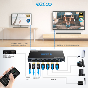 4K60 <strong>HDMI</strong> Matrix 4 In <strong>2</strong> Out Dolby Vision HDR Scaling <strong>Output</strong> Seamless <strong>Switching</strong> - Product Image 4