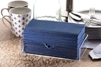 Serviettes en papier Airlaid teintes bleu marine avec logo personnalisé, aspect lin, 40*40cm, pour hôtels de luxe