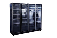 Réfrigérateur à boissons avec écran complet à 4 portes en verre, refroidissement par air, compresseur intégré, congélateur vertical pour boissons