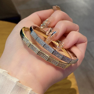 European And American Starry Zircon <b>Bracelet</b> Gold <b>Silver</b> Micro Insert Women's Fashion <b>Cuff</b> Jewelry Anniversary Gift - Product Image 4