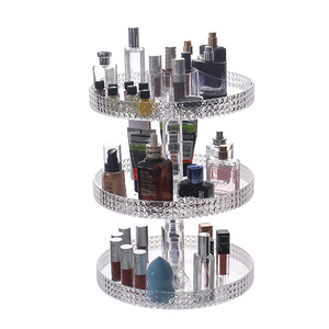 Desmontable <span class=keywords><strong>360</strong></span> rotar diamante Organizador De Maquillaje Organizador De escritorio acrílico caja De almacenamiento De plástico - Product Image 5