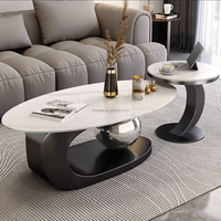 Table basse ovale en dalle de roche, luxueuse et moderne, idéale pour une utilisation à la maison dans les petits appartements minimalistes, nouvelle table basse créative