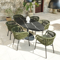 Ensemble table et chaises de jardin d'extérieur, pour cour, villa, espace de loisirs, balcon ouvert, chaises en rotin et alliage d'aluminium