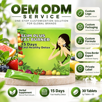 Complément alimentaire brûleur de graisse OEM Herbal Slim Plus, cure détox de 15 jours, comprimés pour la gestion du poids pour femmes adultes, marque privée