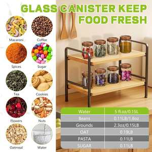 Thread Glass Pantry Organizer <b>Spice</b> <b>Jar</b> Acacia Wood Lid Screw Top for Honey - Product Image 3