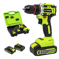 Perceuse-visseuse sans fil ENVOOR 21V sans balais, qualité industrielle OEM pour entrepreneurs, 2 vitesses, 2 batteries 2,0 Ah, perçage max. 10 mm