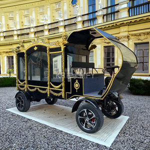 4-Wheel Towable Horse-Drawn Funeral Carriage Luxury Style 4-6 People Capacity Solid Rubber Tires Royal Design - Product Image 3