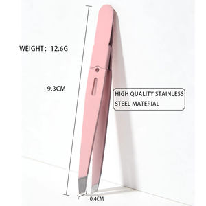 高品質再利用可能ステンレス製眉毛ピンセット　カスタムプライベートラベル　軽量エコフレンドリー　斜めチップ - Product Image 6