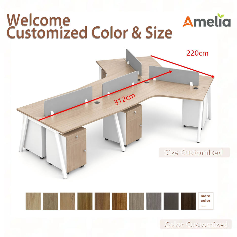 Shared Workspace, White Angled Legs, Office Partition Desk, Gray ...