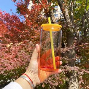 Custom Logo16oz BPA Free Ombre Jelly <b>Beer</b> Glass Blank Sublimation clear Transparent Can Shaped Drinkware for Vinyl - Product Image 4