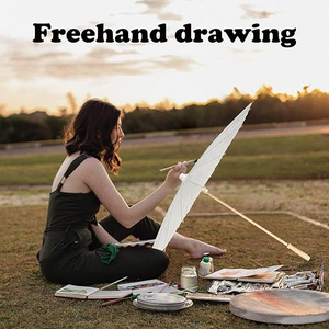 Bán buôn giá rẻ đám cưới bằng gỗ Giấy Ô dù che nắng Trần decors đường kính 84cm DIY Trắng thẳng ô - Product Image 6