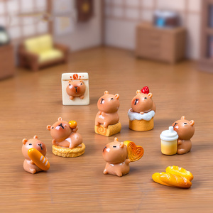 Boîte surprise, figurines <span class=keywords><strong>d</strong></span>'<span class=keywords><strong>animaux</strong></span> de dessin animé, miniatures en résine, figurines de capybara pour la <span class=keywords><strong>d</strong></span>écoration de voiture et de bureau, jeux alimentaires et collection - Product Image 2