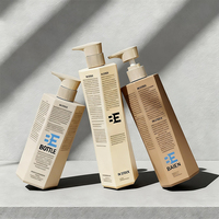 Bouteille vide personnalisée en PET ambré/vert de 400 ml/500 ml, flacon pulvérisateur transparent pour shampoing, après-shampoing, lotion, et pompe pour gel douche
