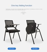 Chaise de formation moderne pliable et empilable en maille avec tableau d'écriture, chaise de bureau ergonomique pour visiteurs, accoudoirs fixes, cadre métallique, pour personnel