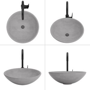 Lavabo Moderno Redondo de Hormigón, Lavabo de Cemento Gris Natural, Lavabo Sobre Encimera, Lavabo Minimalista para Baño, Venta al por Mayor - Product Image 5