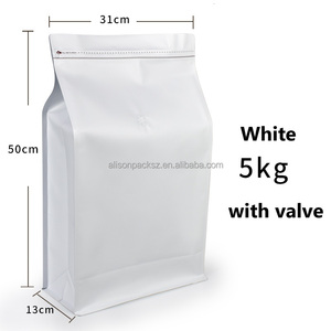 Sac d'emballage pour poudre de grains de café de 5 kg, <span class=keywords><strong>prix</strong></span> de gros, sac de café noir et blanc à fond plat avec valve, sacs de café de 10 lb - Product Image 4