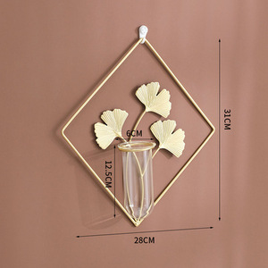 S249 décoration de la maison décorations murales accessoires de décoration de <span class=keywords><strong>bureau</strong></span> support mural en métal Tube de verre Vase Pot de fleur - Product Image 6