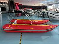 Bateau pneumatique catamaran Reachsea pour 6 personnes, 4 m, couleur rouge, plancher gonflable pour la pêche